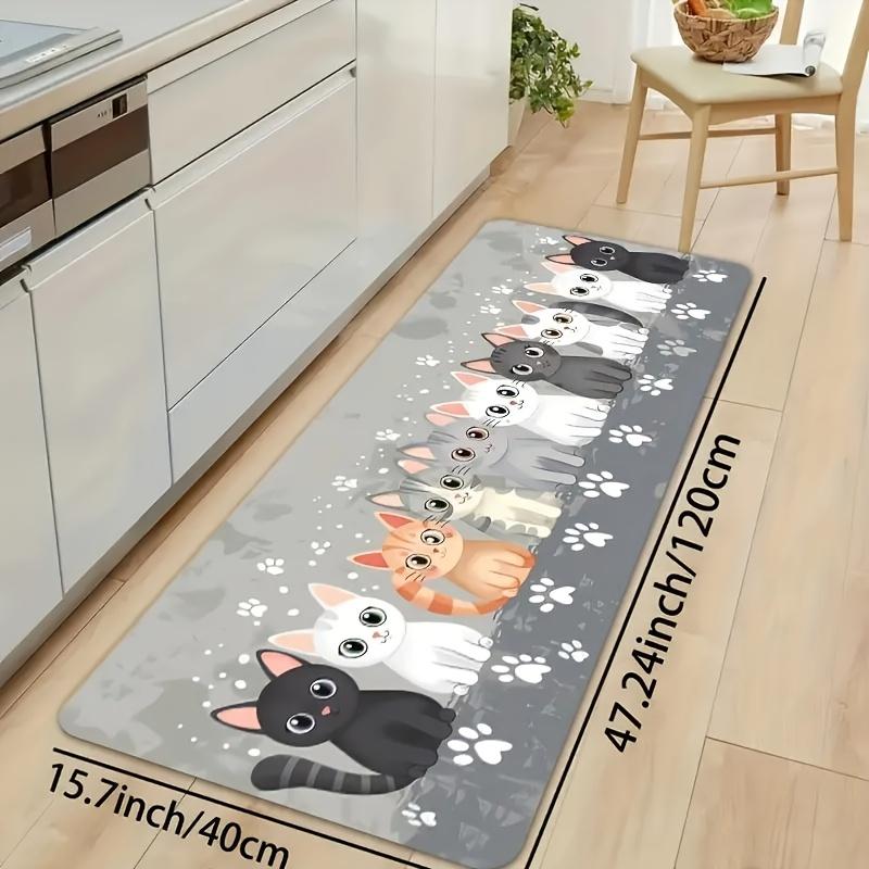Kitchen Floor Mat, Long Carpet, Made of Velvet Material, Washable, Suitable for Kitchen, Corridor, Laundry Room, Living Room Decoration
