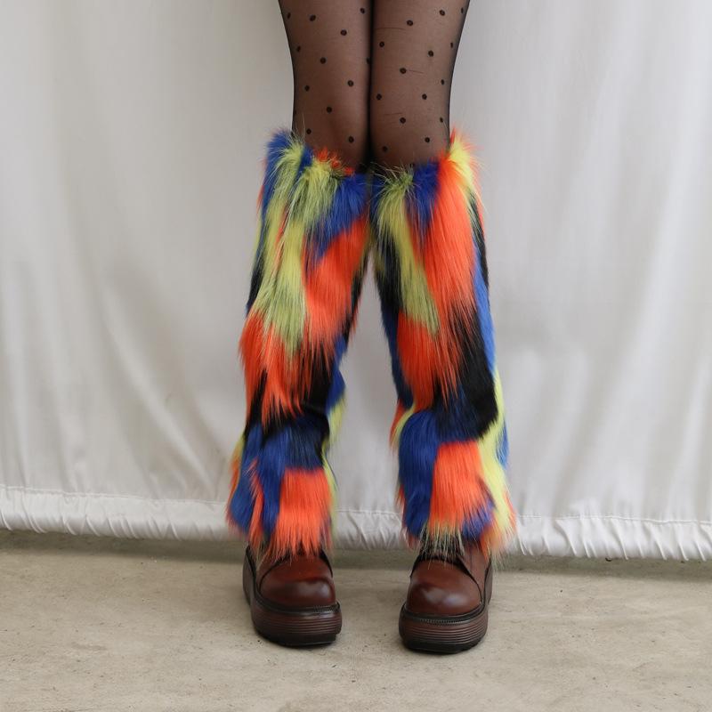 Pelz-Beinwärmer Damen flauschige Sockenabdeckung neue Imitation Fuchsfell Winter Kniepolster Beinabdeckung vielseitige Fußabdeckung warme Schuhabdeckung Trend