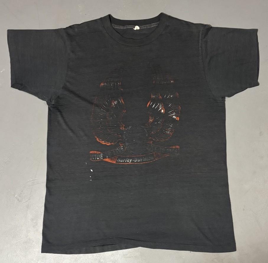 Vintage 70s 80s Harley Davidson Ride To Live Skull t Shirt Black Faded Size M S
