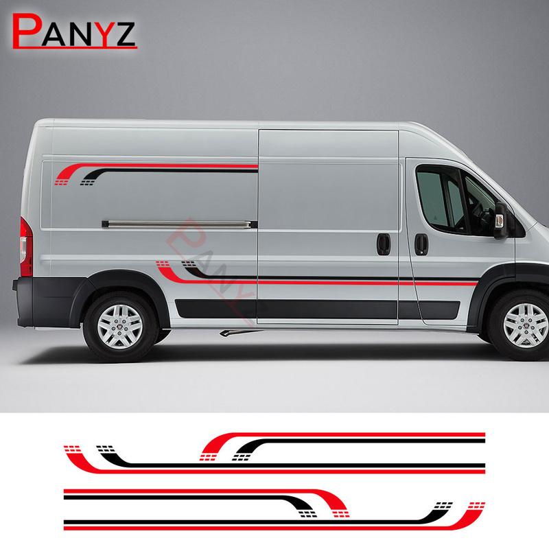 4Pcs/Lot Car Door Side Stickers Camper Van Graphics Decals For Fiat Ducato Peugeot Boxer Citroen Jumper Motorhome Accessories