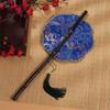 Retro Ancient Style Chinese Bamboo Waist Fan Rollable Foldable Long Handle Fan Decorative Cooling Group Fan Hanfu