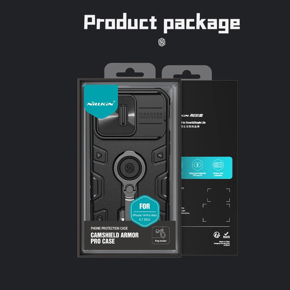 Für iPhone 14 Pro Max Hülle NILLKIN CamShield Armor Pro Hülle mit Kameraabdeckung und Ständer Stoßfest für iPhone 14Pro Max