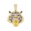 European American Cool 3D Full Rhinestone New Enamel Tiger Head Pendant, Trendsetter Personalized Men Hip Hop Necklace