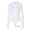 2025 Slimming Button Lapel Long Sleeve Women's Jumpsuit - European and American Spring Fashion