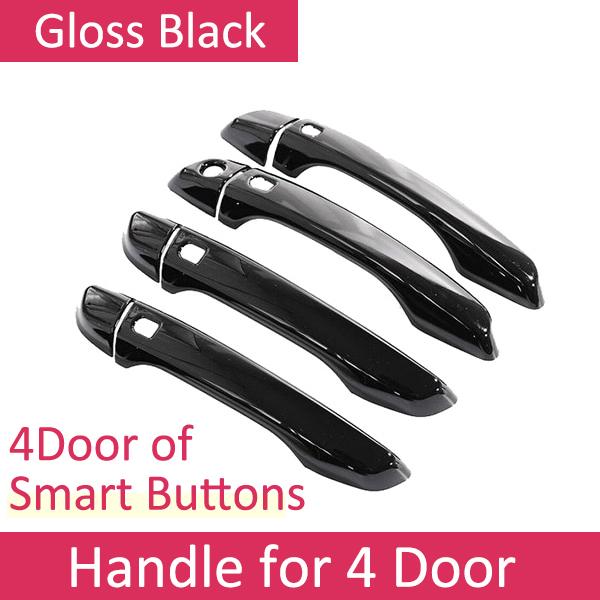 For Citroen C4 Cactus 2014~ Gloss Black Outer Door Smart Handle Cover Trim ABS Protective Stickers Car Exterior Accessories