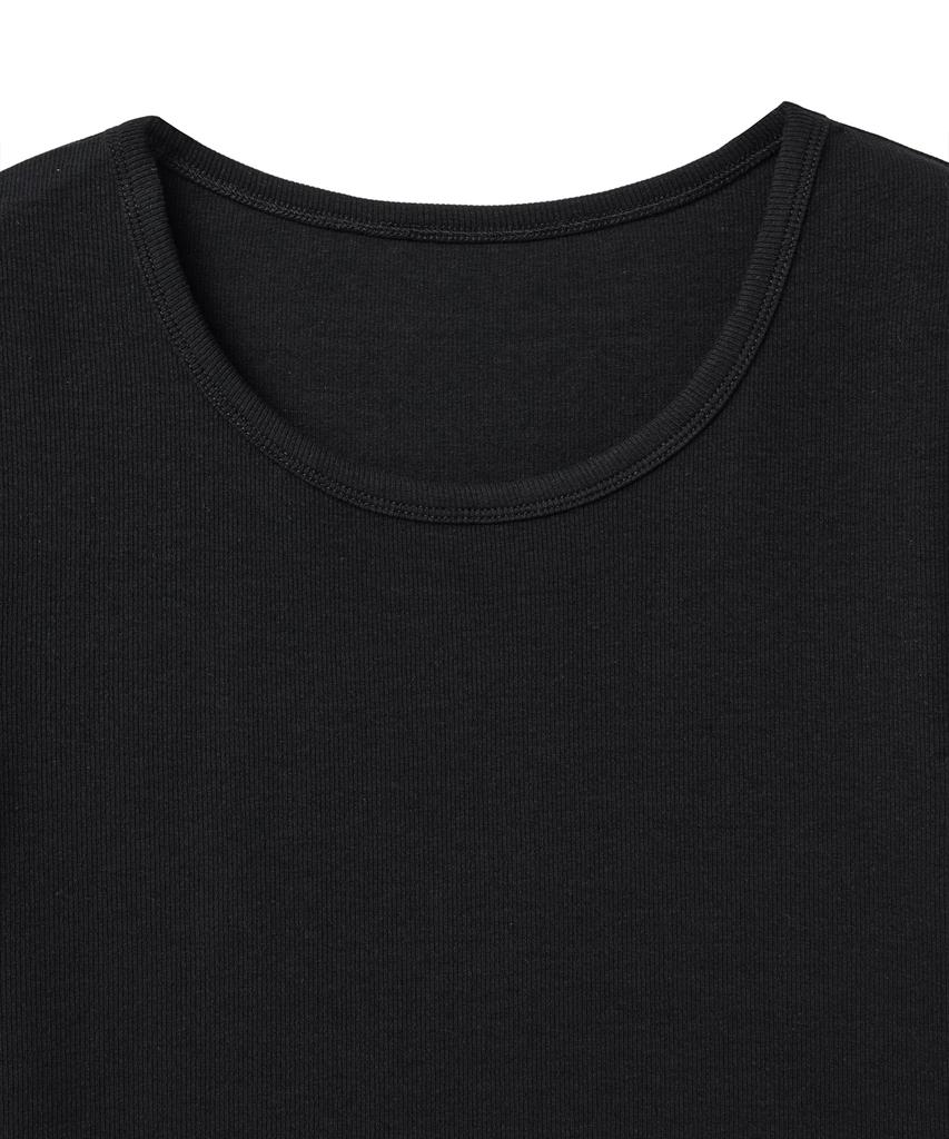 NOIRER FOR WOMAN Slim Ribbed T-Shirt (Black)