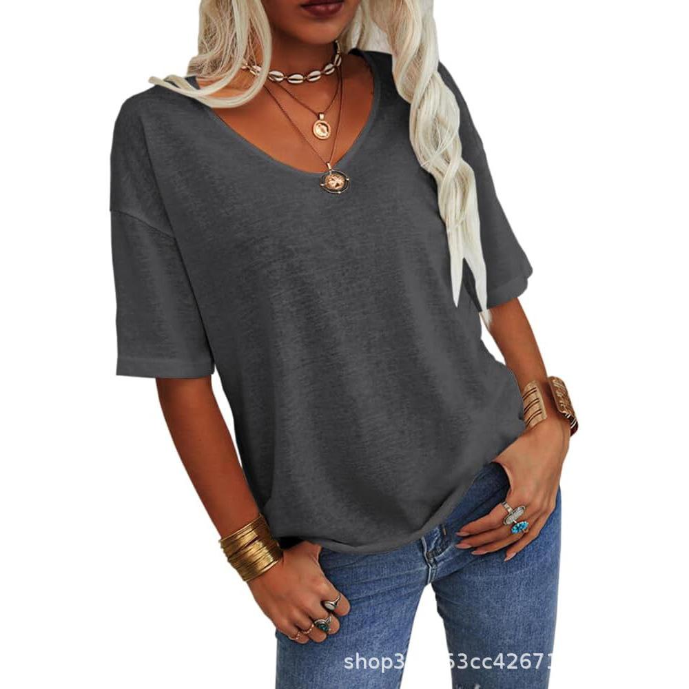 2026 Summer New Women's Short-Sleeve V-Neck T-Shirt Top