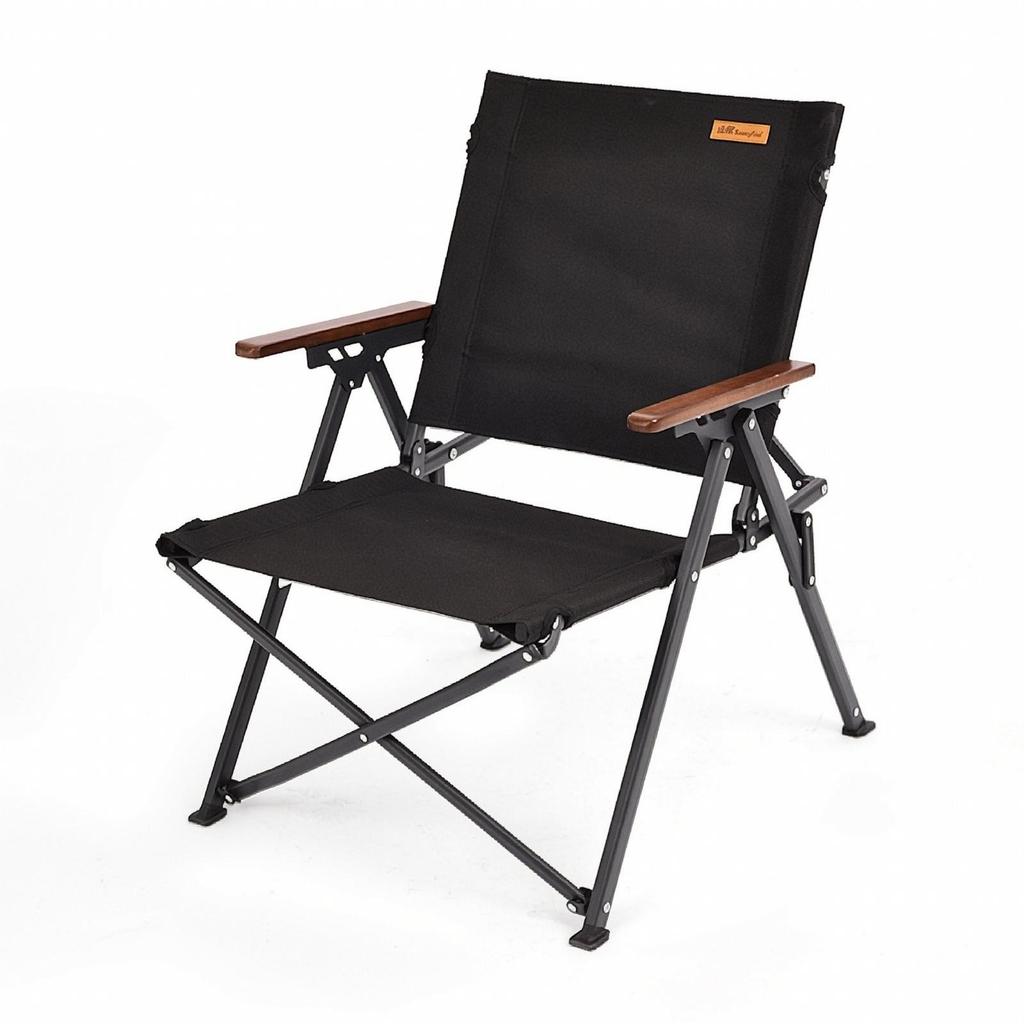 Outdoor Chair with Wooden Armrests Portable Folding Foldable for Campers,