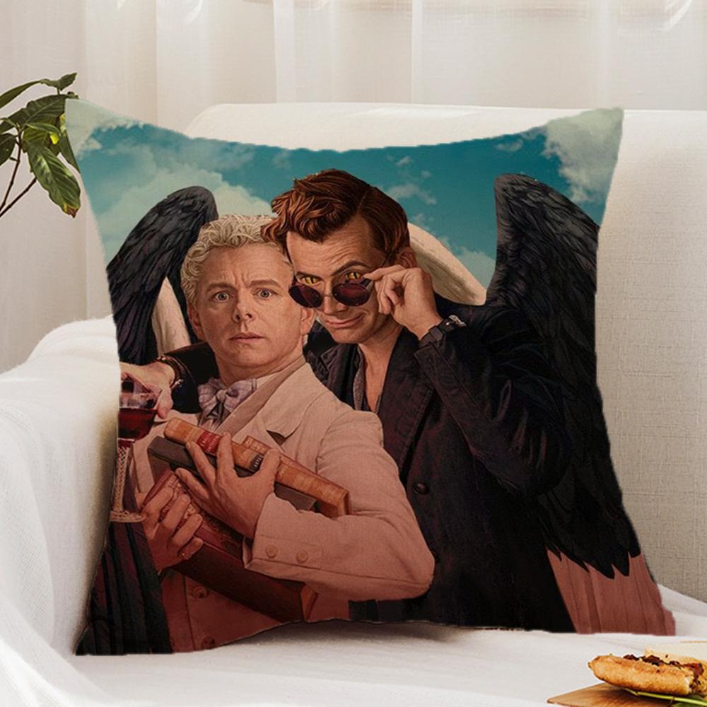 Tv G-Good O-Omens Cushion Cover Premium Comfort Reversible Pillow Cover - Dual - Use Design for Home & Car