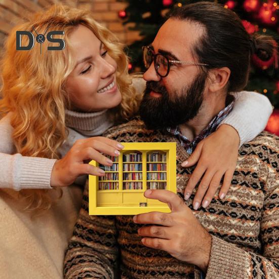 Mini knihovna pro úlevu od úzkosti Dřevěná miniaturní simulovaná polička s 200 ks Mini kniha s úlevou od stresu Hračka na stolní knihovnu pro domácí kancelář