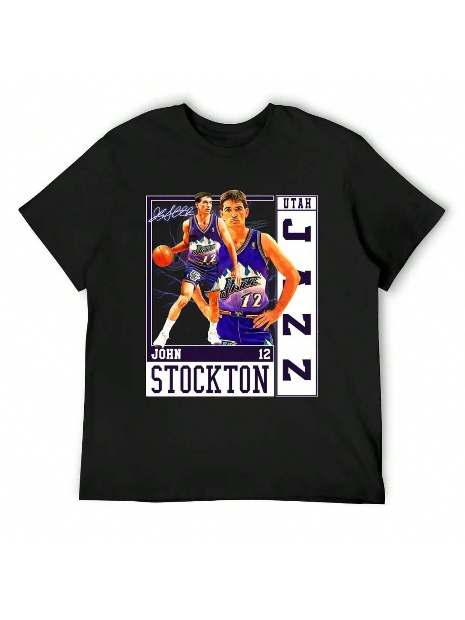 John Stockton Legend Basketball Signature Vintage Retro 80s 90s Bootleg Rap Style T-Shirt Vintage Street Wear unisex Clothes S разноцветный