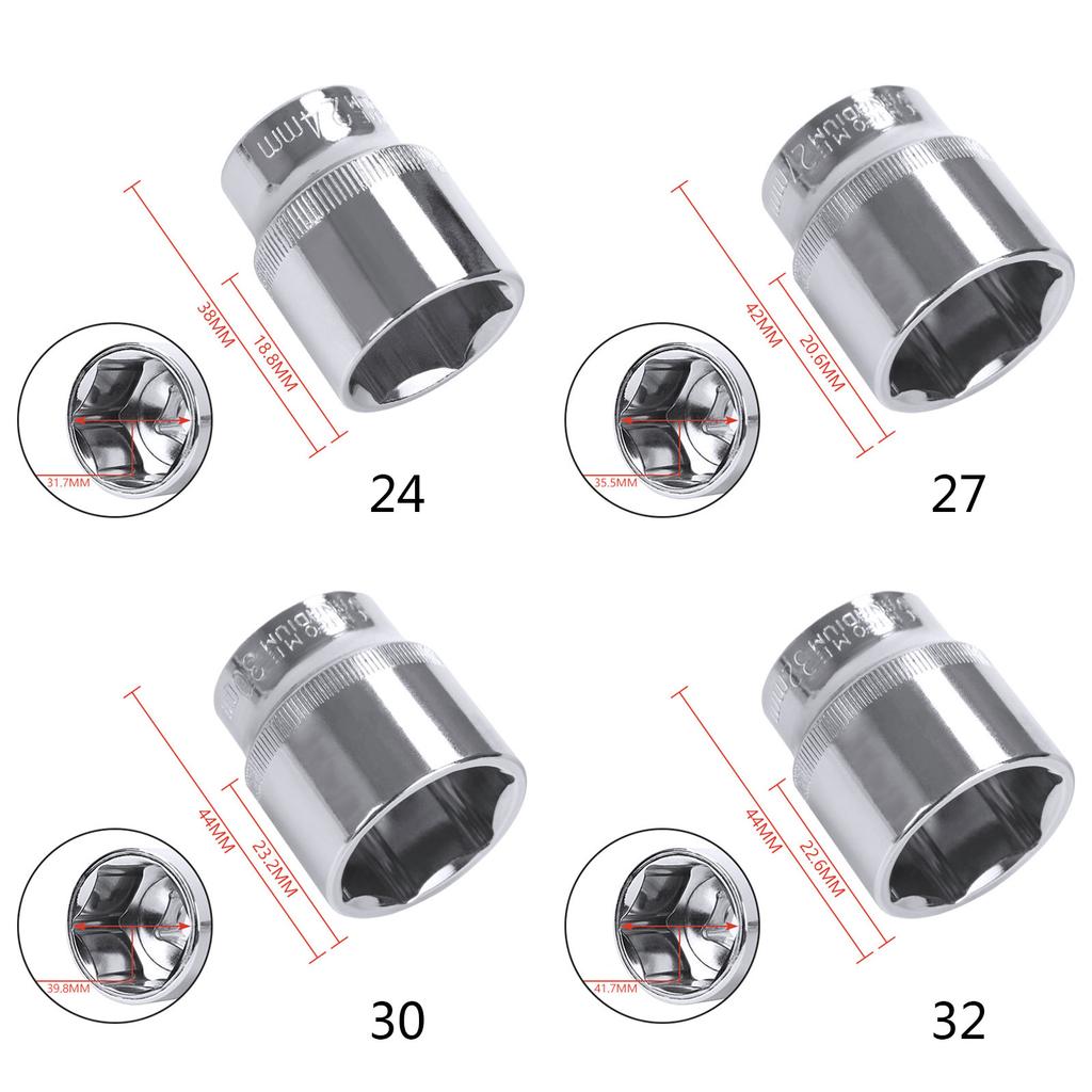 Hex Short Socket Head 1/2 inch Drive Anti-rust Ratchet Wrench Sockets 8-36mm Hex