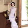 Purple sleeveless national style new Chinese daily Suzhou long cheongsam improved young 1011 new women's high sense