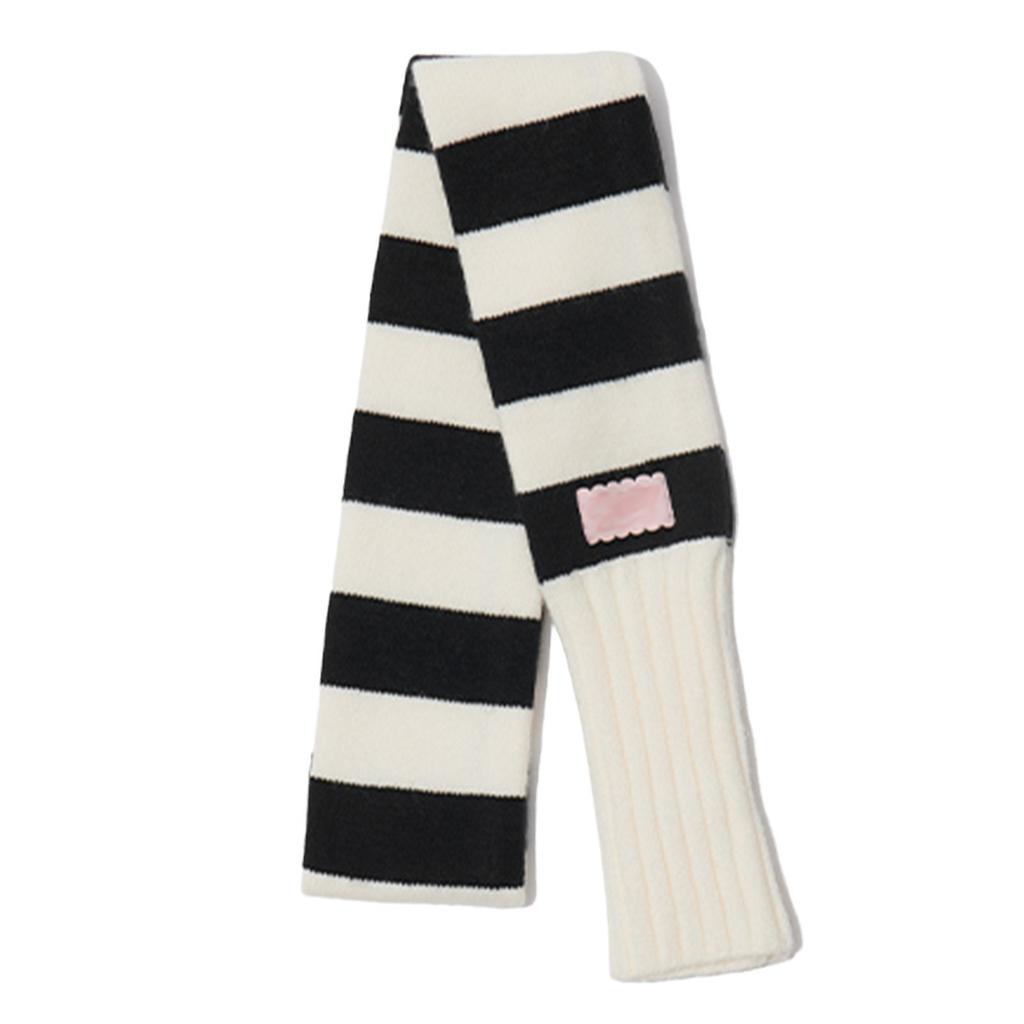 Niche designer striped knitted scarf women's winter concave shape decorative high-end scarf