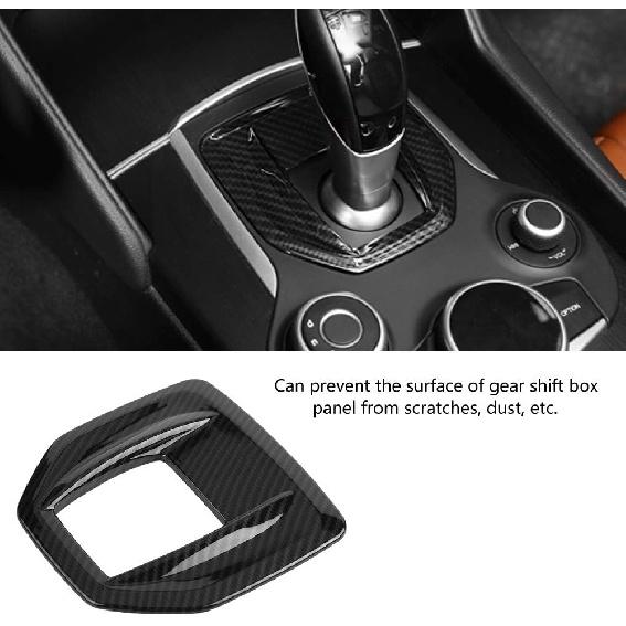 Tbest Stelvio,Gear Shift Head Gear Shift Accessories Carbon Fiber Abs Gear Shift Box Panel Cover Trim for Giulia 2017-2018