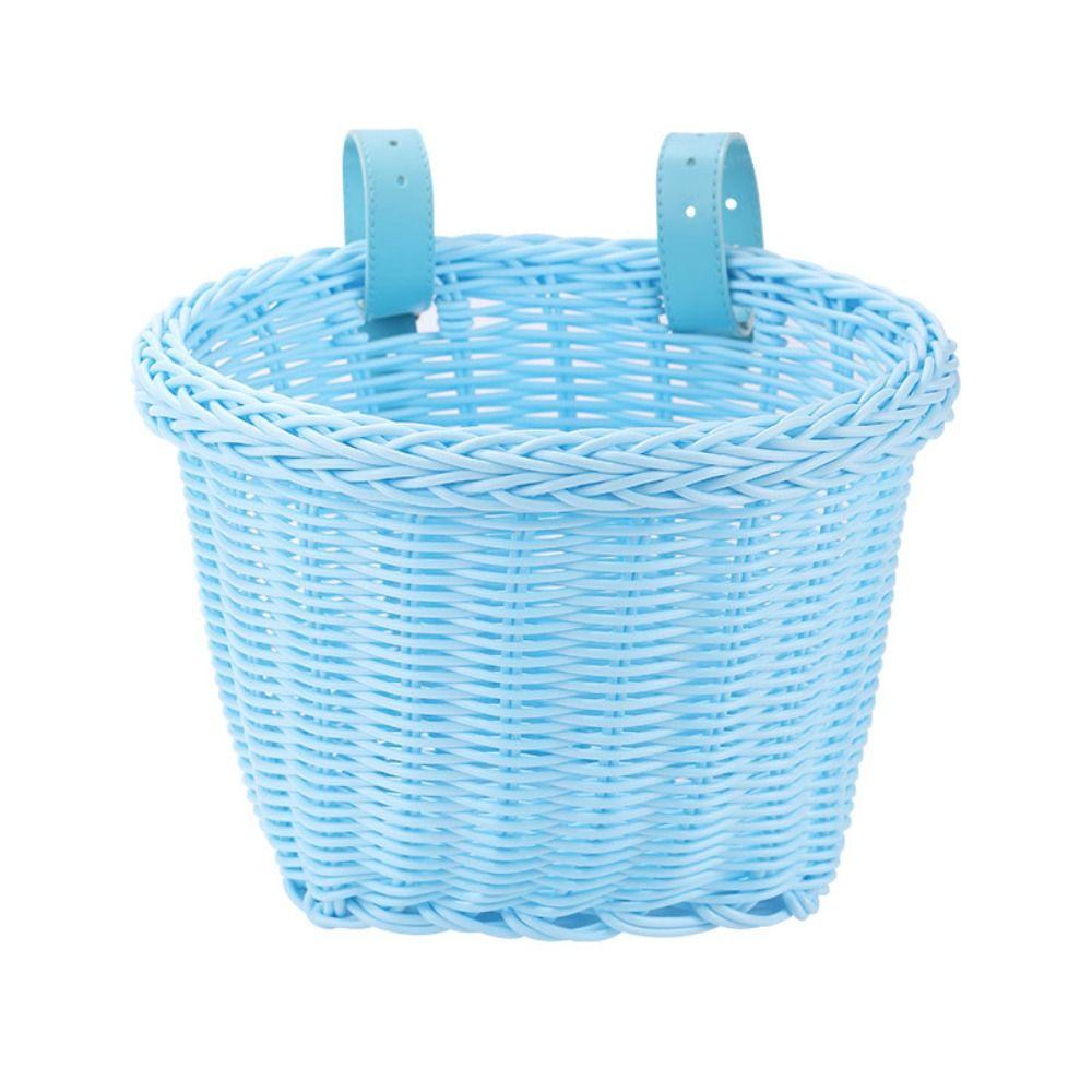 Handwoven Front Handlebar Basket Adjustable Leather Straps Bicycle Storage Basket  Girls Bike