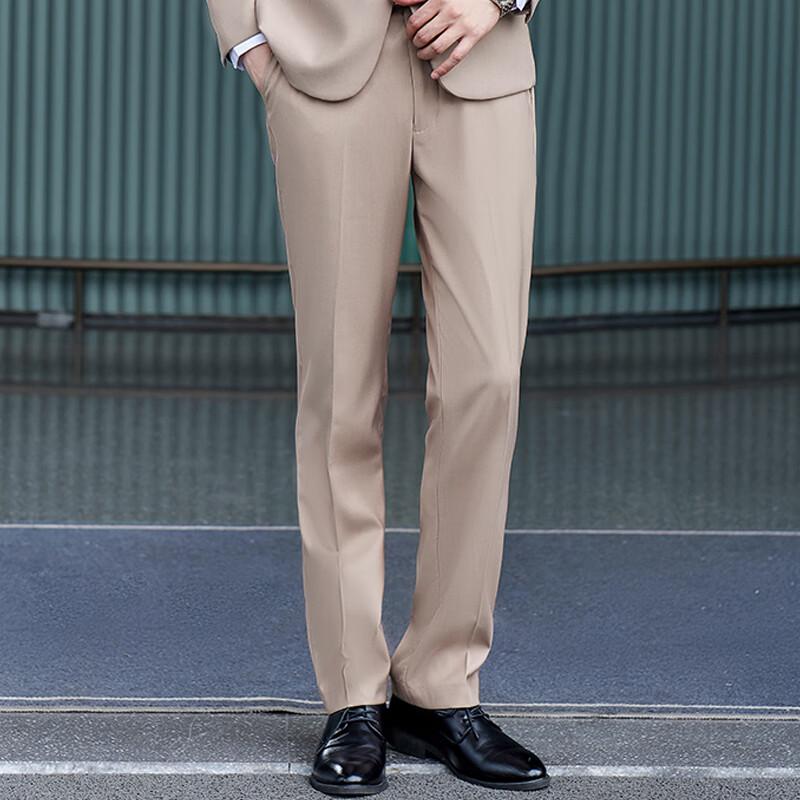 Terman Men's Business Casual Straight-Leg Suit Pants