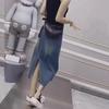 Stylish A-Line Slit Denim Skirt for Women - 2024 Spring & Autumn Collection