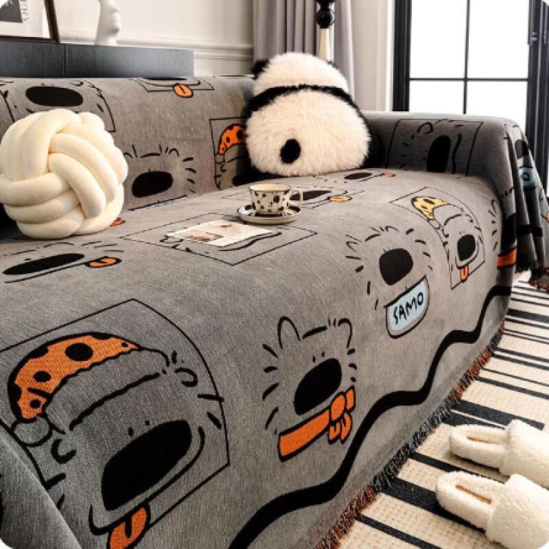 Cartoon Plaid Dog Anti-Slip Sofa Cover