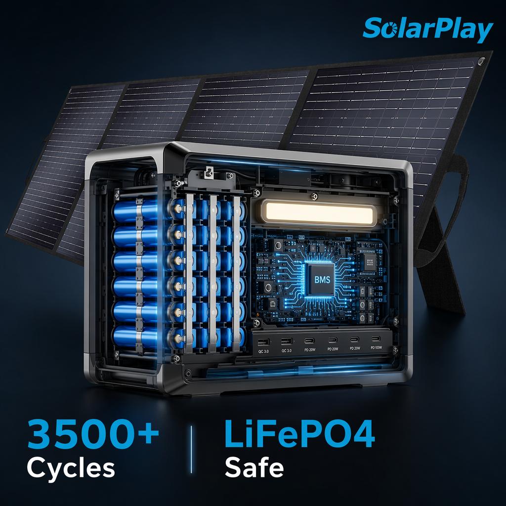 Solarplay 2400W Portable Power Station 2160Wh Solar Generator with 200W Solar Panel Poland Warehouse 1-3 Days Delivery