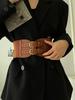 Black Sophisticated Wide Waist Belt For Women With Alloy Buckle Ideal For Dresses Jackets And Sweaters