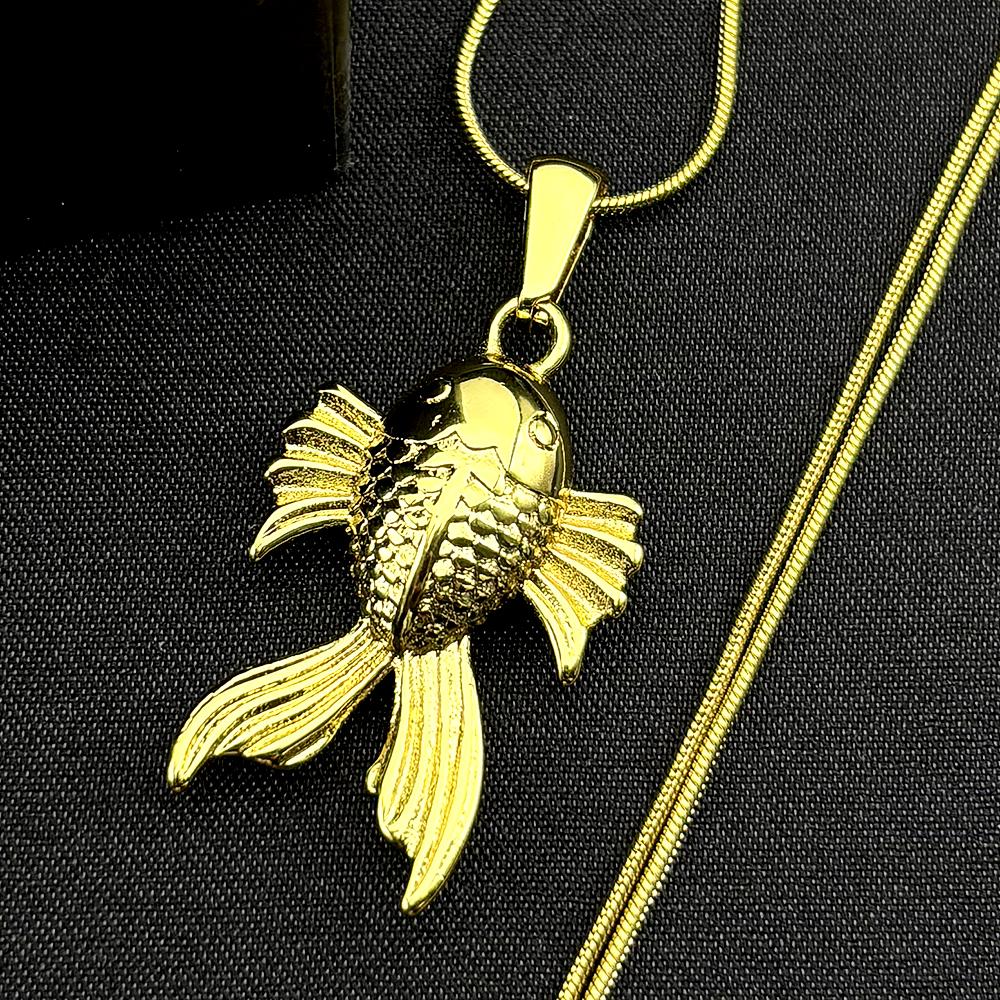 Collana Ciondolo Pesce Dorato Piccolo Per Donne Uomini Acciaio Inossidabile Colore Oro Fortunato Cina Animale Carino Catena Gioielli Regali