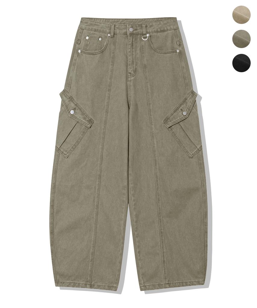 TRILLION Washed Cut Cotton Cargo Pants_3Color