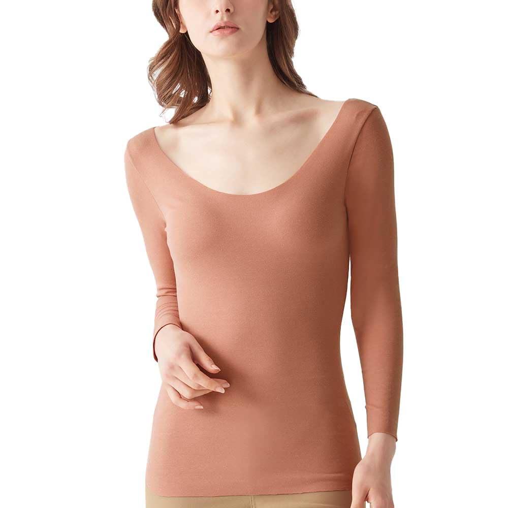 Gunze KIREILABO KB8049K Long Sleeve Bra Organic Cotton Warm Innerwear with Cups Top, Mix, Heat-Generating