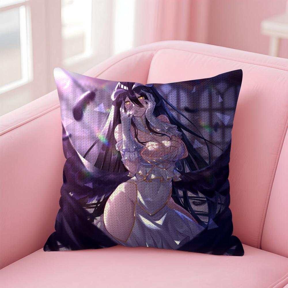 Anime OOVERLORD Albedo Cushion Cover Natural Linen Pillow Case DoubleSided Print Decorative Sofa Pillowcase Home Decor Gift