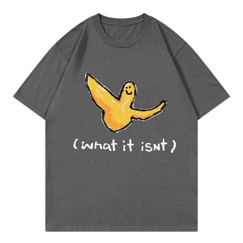 Koszulka What It Isnts Koreańska Męska Damska Letnia z Krótkim Rękawem T-shirt Mały Latający Człowiek Casual Bawełniana Vintag Koszulka Hip Hop Harajuku
