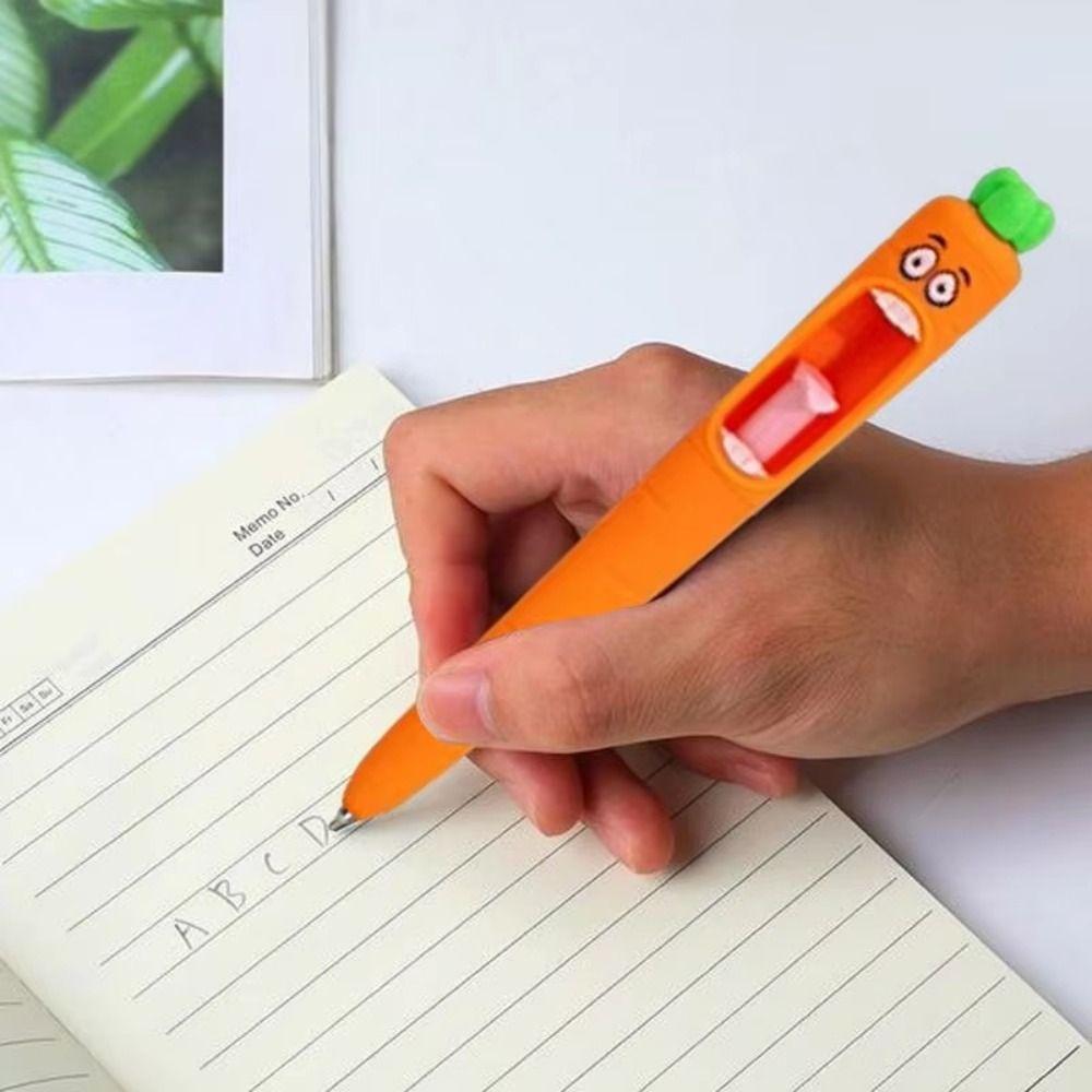 4Pcs/Box Multifunction Student Writing Pen ABS Carrot Ink Pen  Children Party Gifts