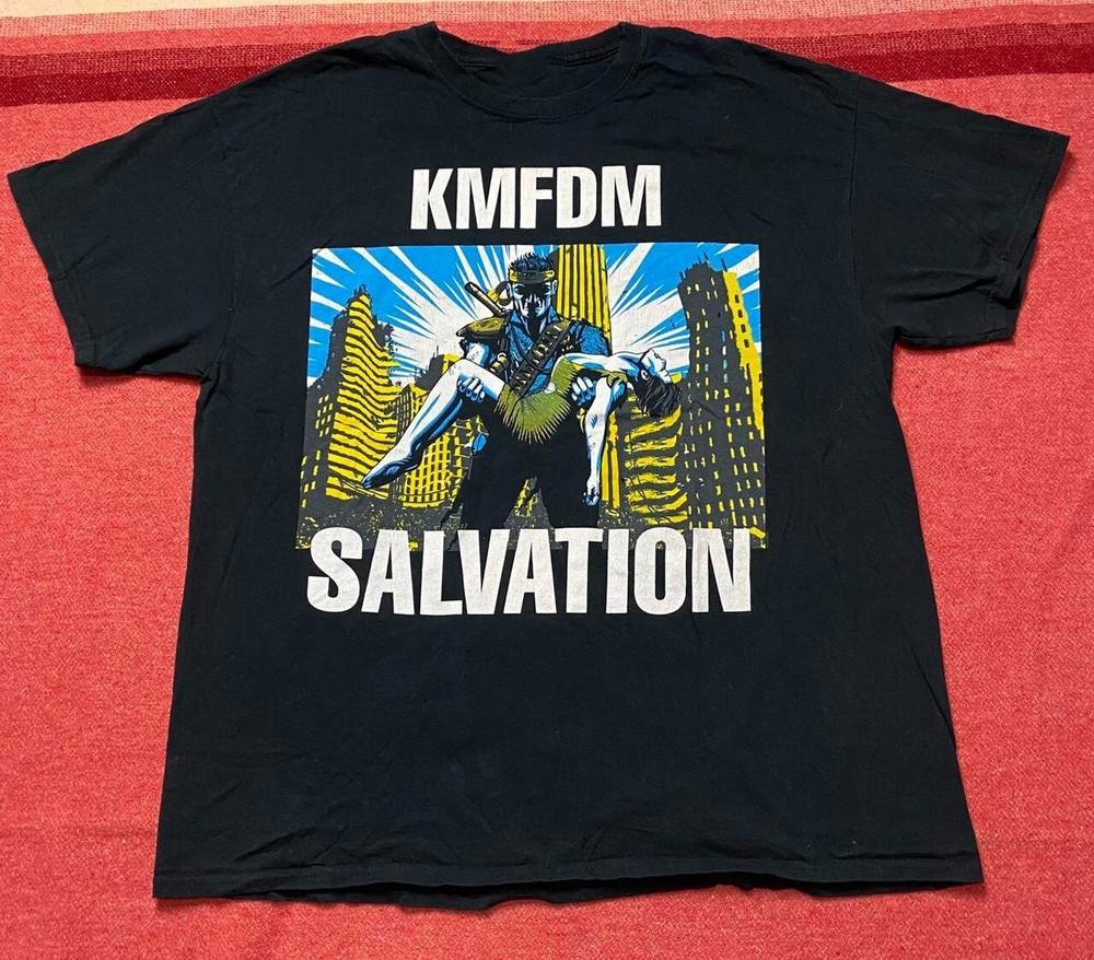 Винтажная черная хлопковая футболка KMFDM Salvation Tour, унисекс, все размеры SE109 L