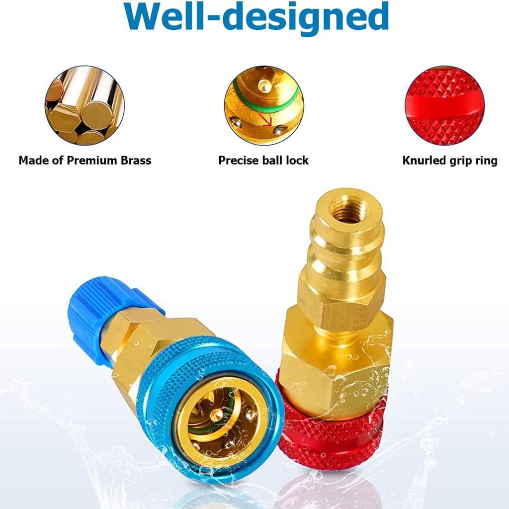 R1234yf To R134a Quick Coupler Adapter High Low Side Connector Conversion for R1234yf Refrigerant System Charging Hose Fitting
