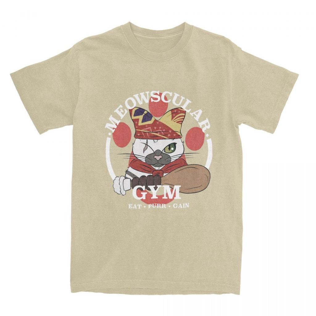 Herren Meowscular Gym T-Shirts Monster Hunter World MHW Spiel Baumwollkleidung Sommer Kurzarm T-Shirt Rundhals T-Shirt Übergröße