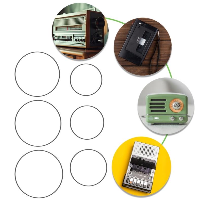 Square Rubber Drive Belts 1.0mm Tape Machine Belt 105mm-150mm Folded Size Optional Size for Recorders Players