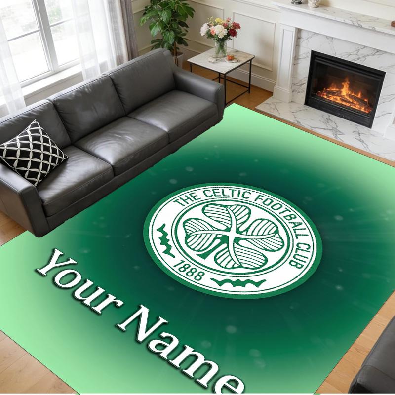 Crystal Velvet Rug Custom Name Text, Soft Non Slip Floor Mat Home DecorCeltic FC