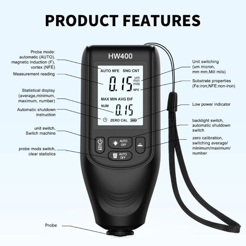 Automotive Paint Inspection Tool High Precisions Thickness Gauges with User Friendly Interfaces Automotive Paint Meter