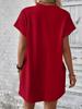 2024 Women's Solid Color Round Neck Loose Short Sleeve Pocket Dress - Spring/Summer Collection