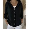 Women S Printed Button Knit Hooded Cardigan Sweatshirt Casual Loose Outerwear