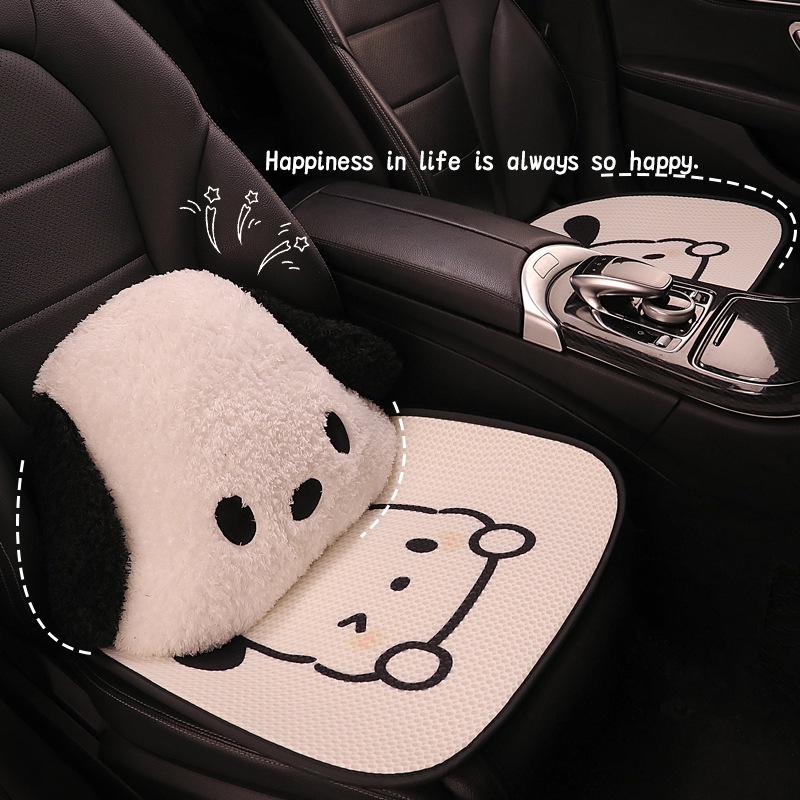 Pacha Dog Universal Ice Silk Car Seat Cushion & Cover - Cute Cartoon Design for All Seasons.