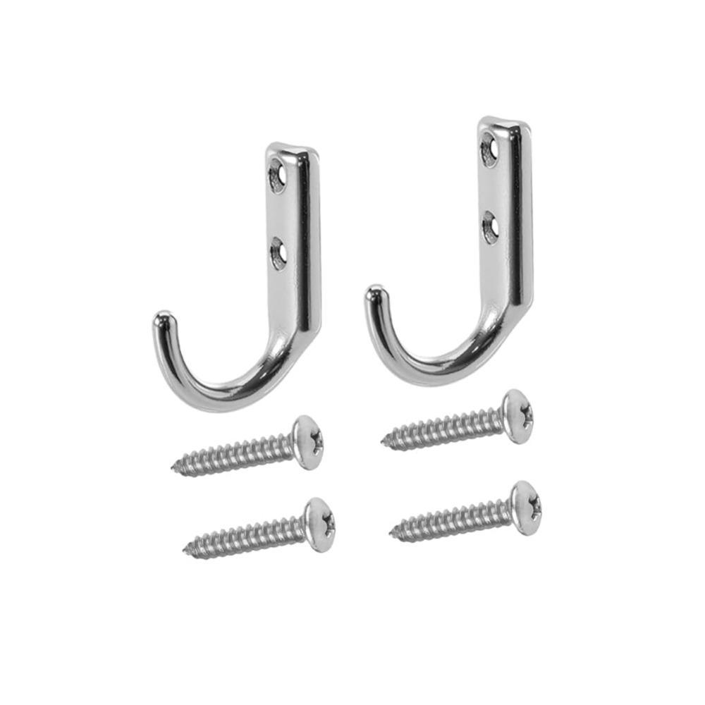 2pcs Heavy Duty 316 Stainless Steel Wall Hooks Screw Mount Rust Proof Wall Hanger Corrosion Resistant J-Type Hooks Home