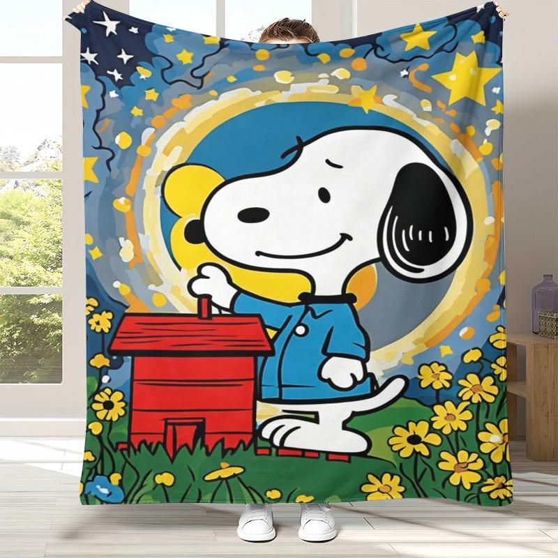 Süßer Snoopy Hunde Cartoon Flanelldecke, Ultra Weiche Warme Plüschdecke für Zuhause Schlafzimmer Bett Sofa Abdeckung Camping Picknick Geschenk