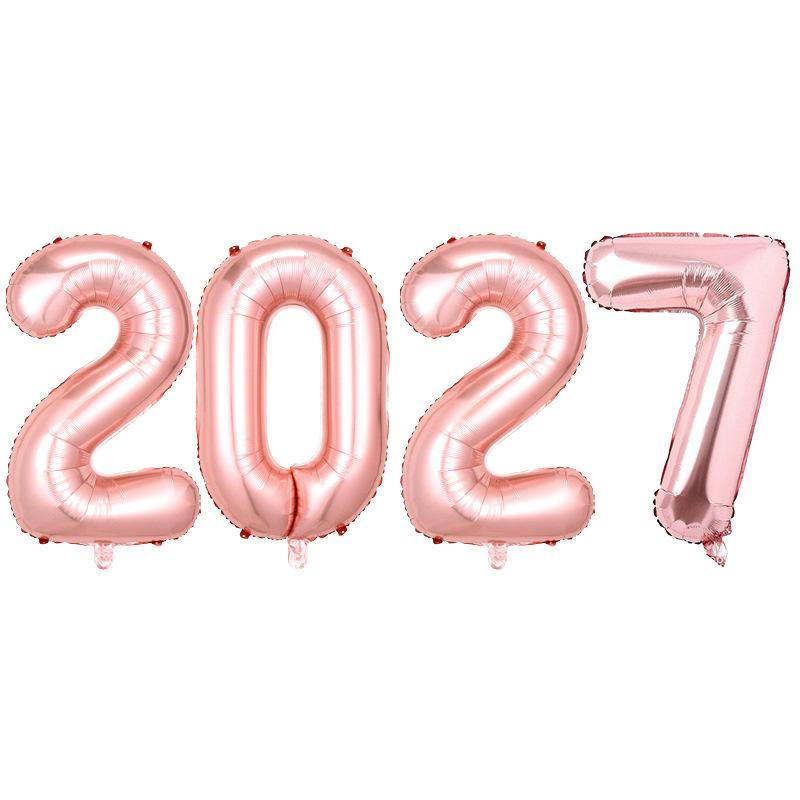 2027 Number Foil Balloons 16/32 Inch Multicolor Floatable Decor for New Year Christmas Graduation Party