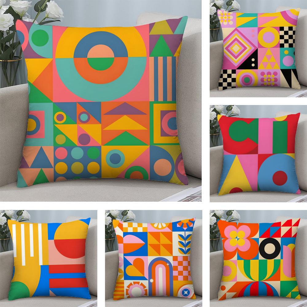 Geometric Patterns Luxury Cushion Cover Plush Fabric Soft DoubleSided Printed Sofa Warm Winter Home Child Gift Pillow Case