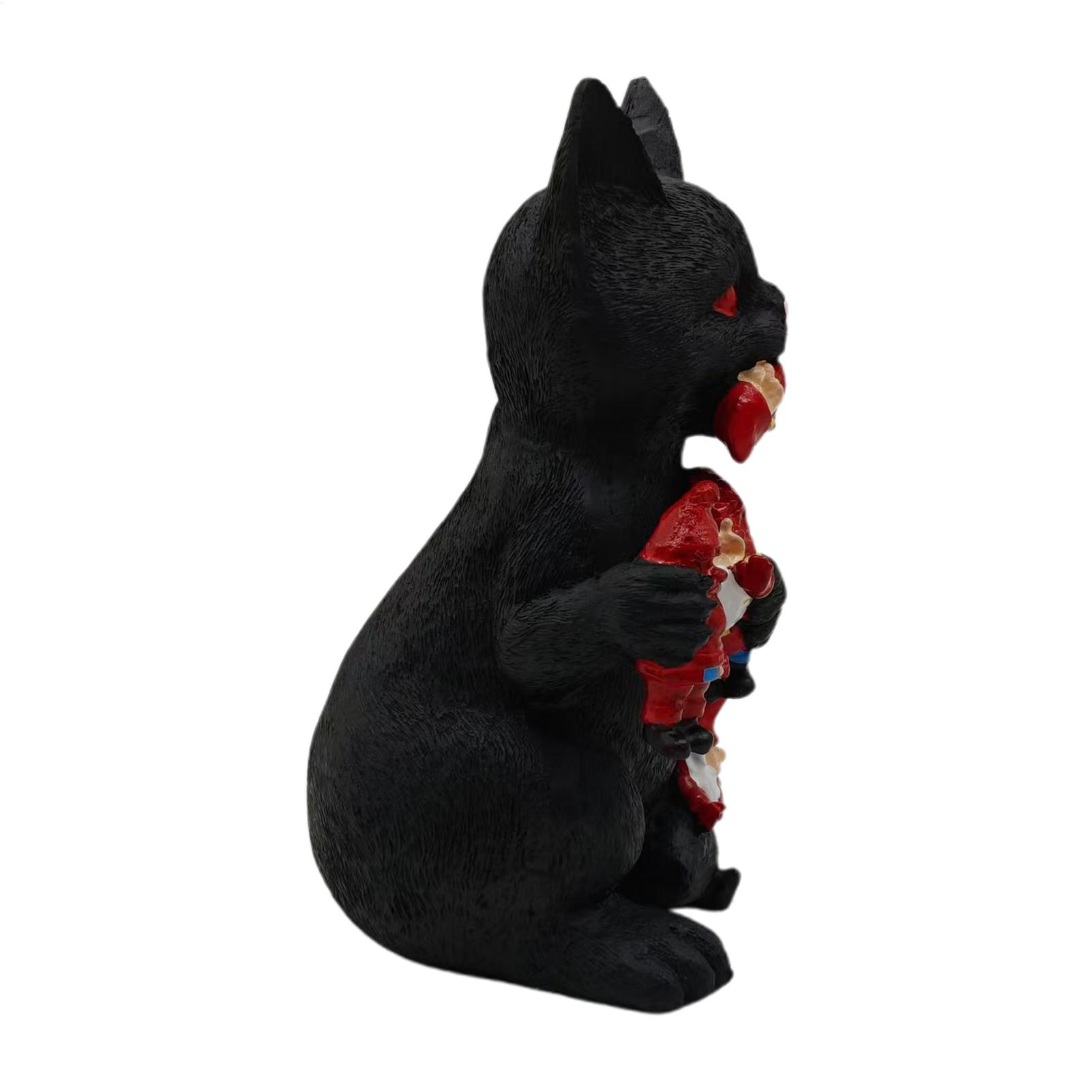 Halloween Black Cat Figurine Small Halloween Sculpture Craft Cat Eating Dwarf Figurine Ornament For Home Collectors Enthusiasts China Mainland