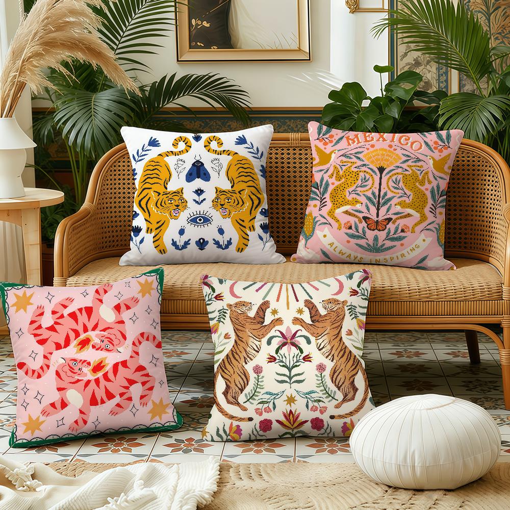 Fashion Leopard symmetry cushion cover Pillow Case Plush Fabric Soft Double Sided Print Sofa Cushion Cover Throw Pillow Covers