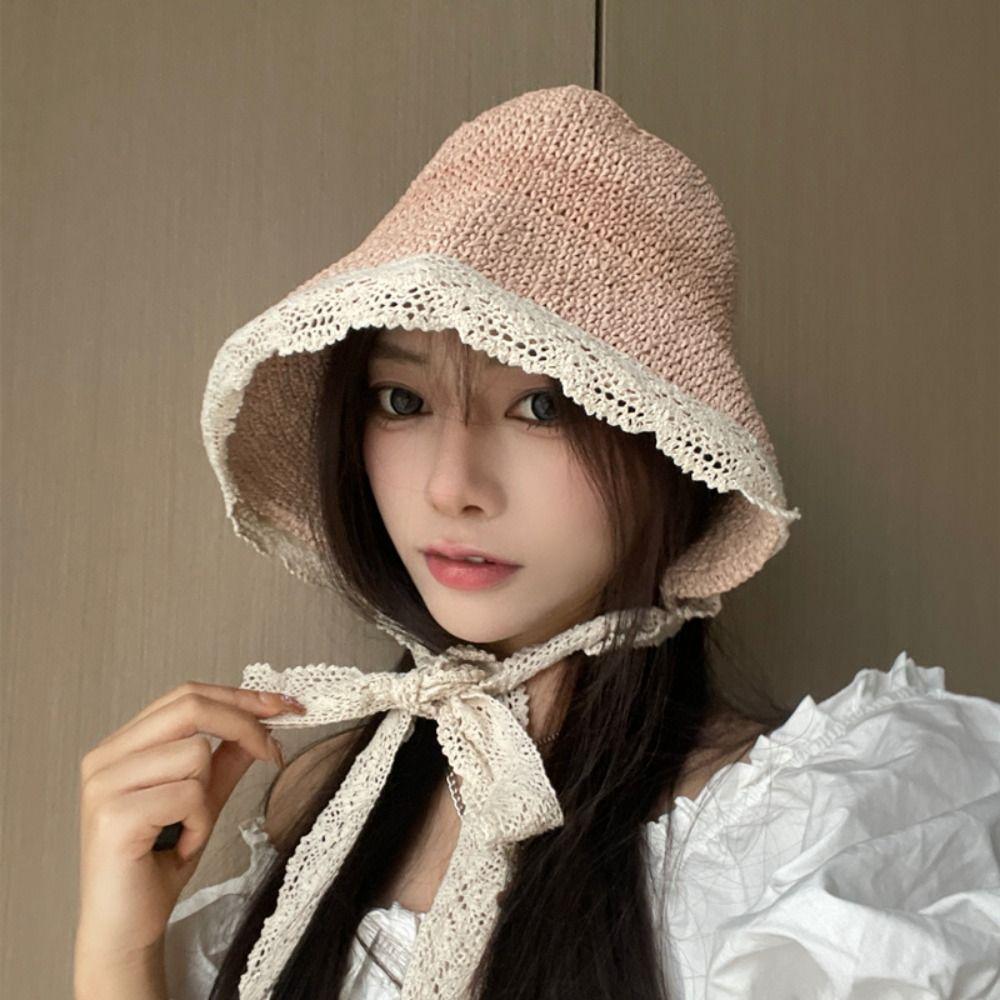 Large Brim Straw Hat Sun Protection Sunshade Hat New Straw Sun Visors  Women Girls