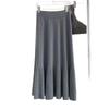 Women's Autumn/Winter 2025 High Waist Knitted Pleated Midi Skirt - Petite A-line Slimming Design