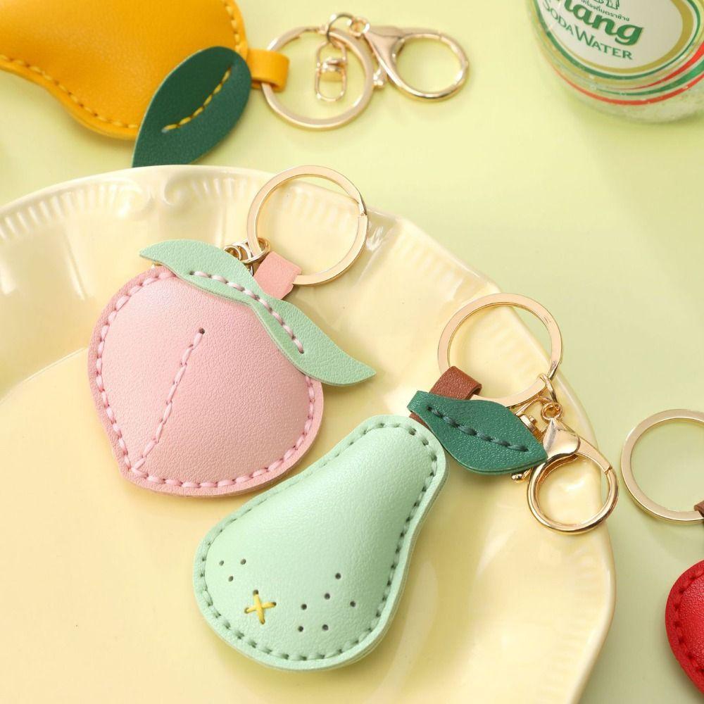 Cherry Leather Keychain Strawberry Bag Pendant Mini Fruit Pendant Car Accessory