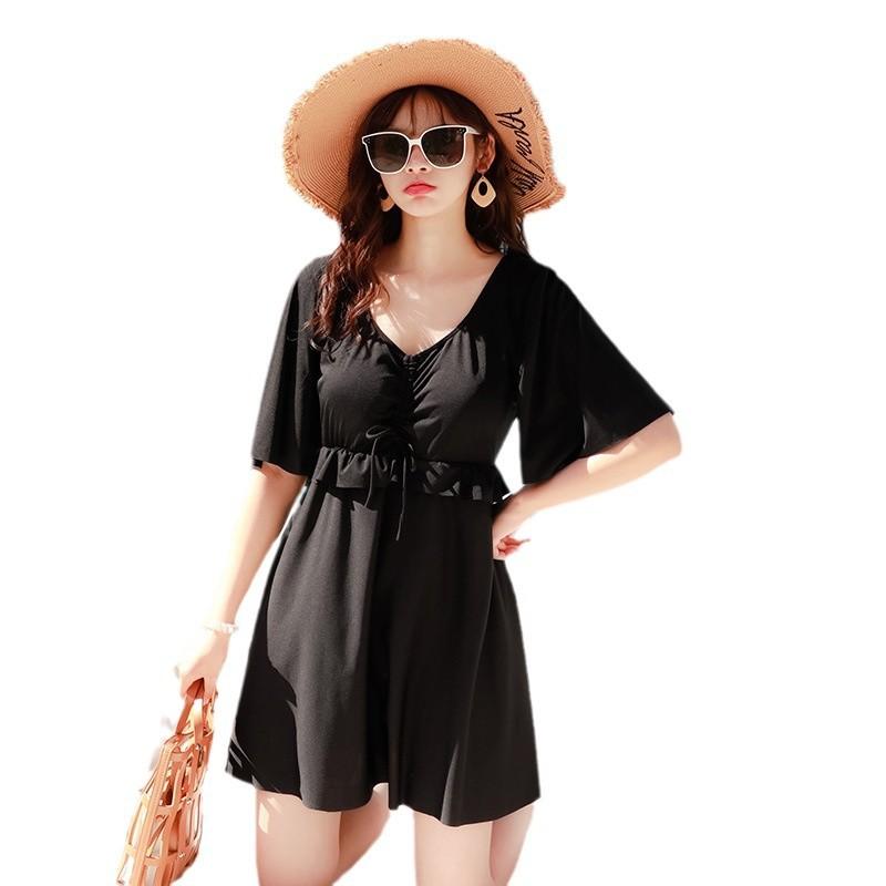 Large Size Swimming Costume for Women Summer Swimwear for Micro Chubby Girls Loose One-piece Dress Cover Fat Show Thin